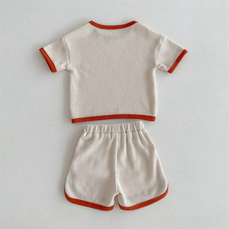 Baby 2-Piece Simple Waffle Sweatsuit Set