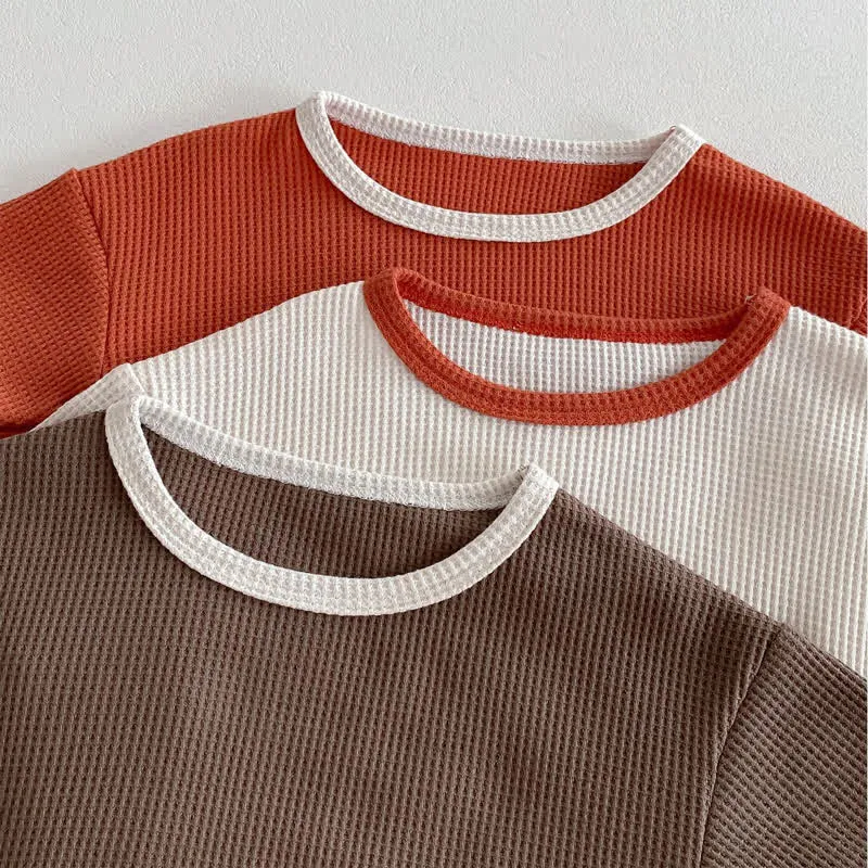 Baby 2-Piece Simple Waffle Sweatsuit Set