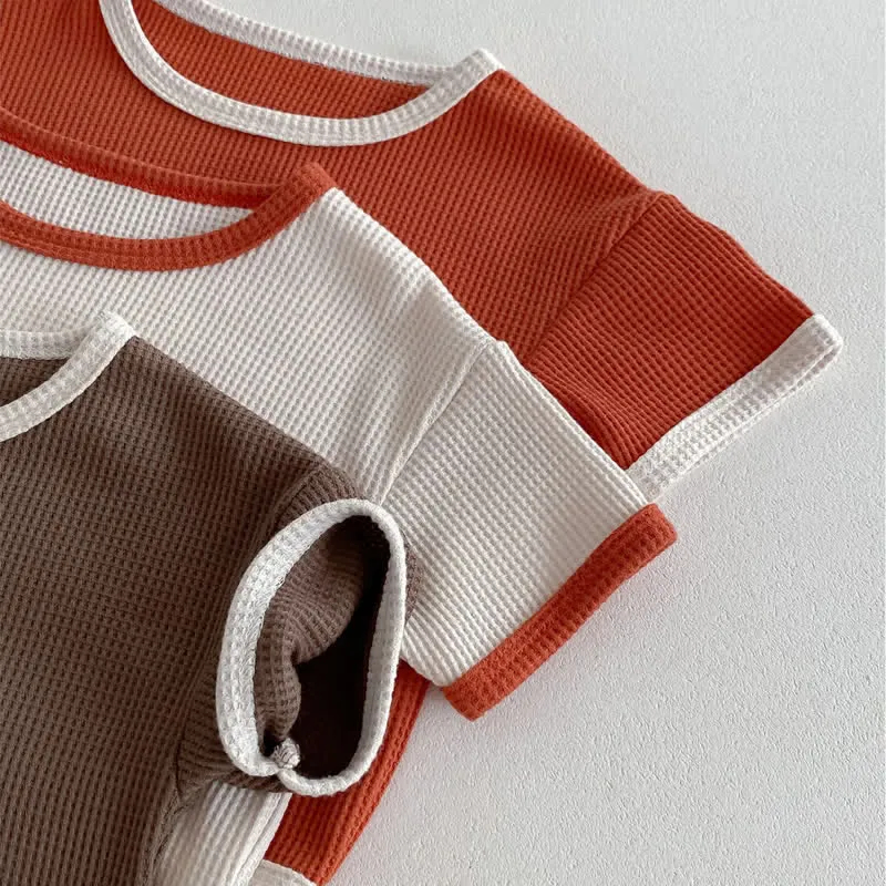 Baby 2-Piece Simple Waffle Sweatsuit Set