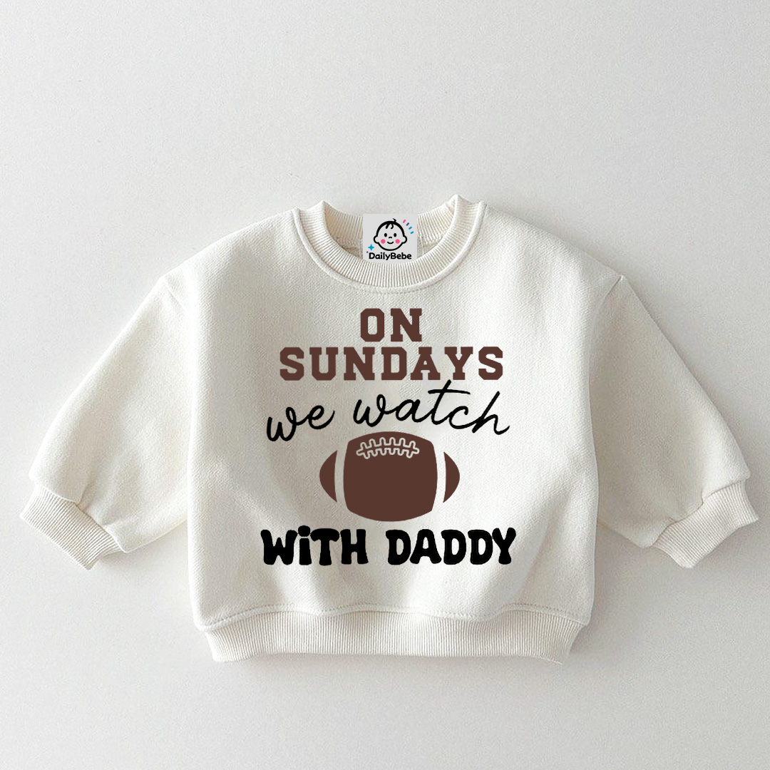 ON SUNDAY WE WATCH WITH DADDY Baby & Kids Smiley Sweatshirt
