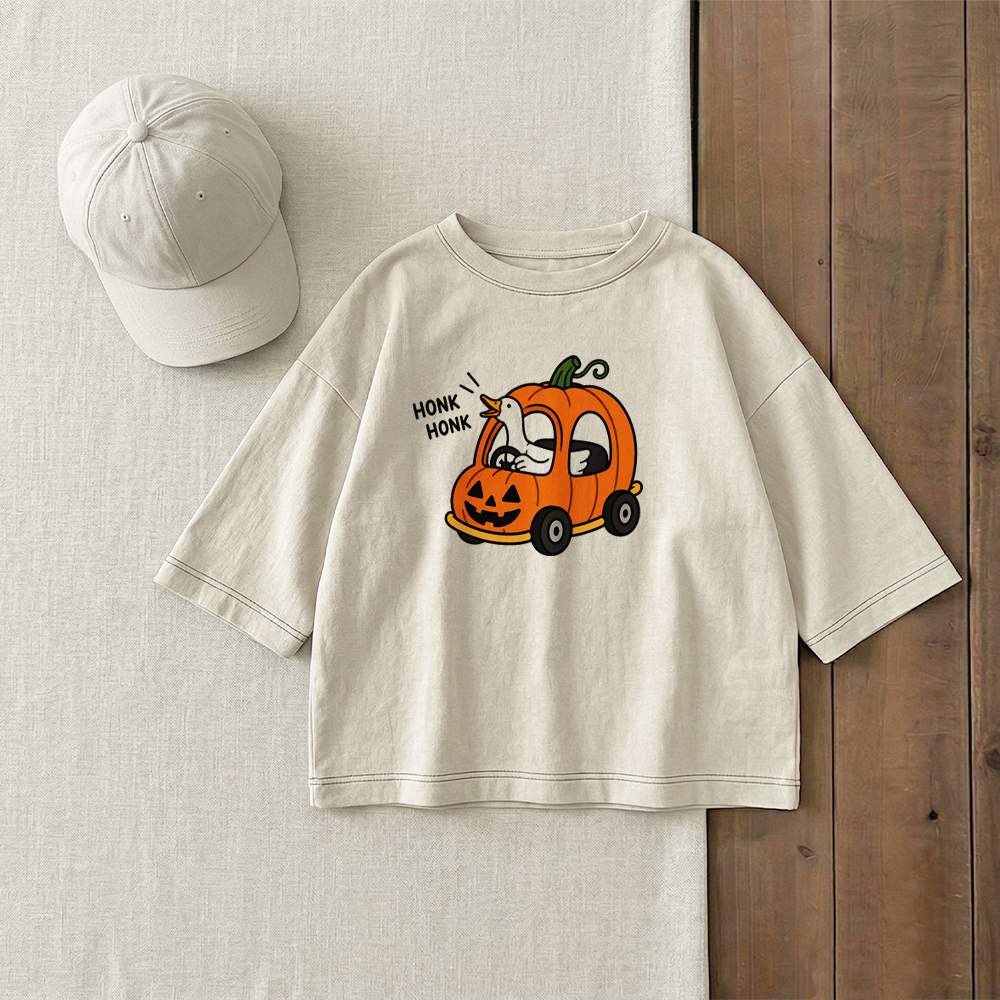 HONK HONK Baby & Kids Pumpkin Car GooseT-Shirt (6M-12Y)