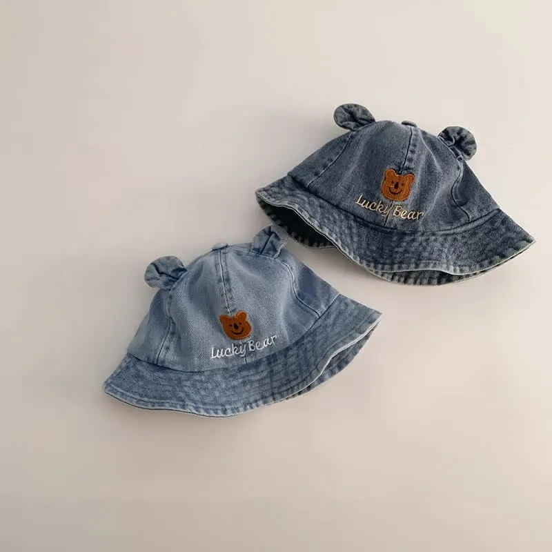 LUCKY BEAR Baby Denim Bear Bucket Hat