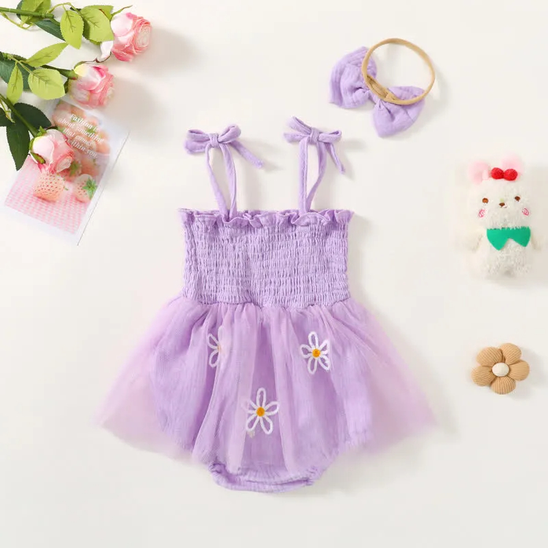 ONE Baby Flower Strap Bodysuit with Headband