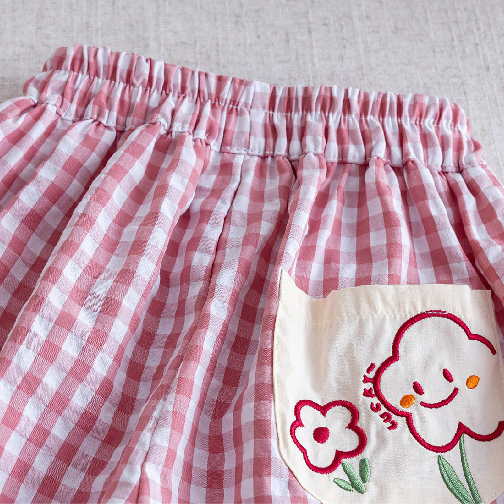 Kids Plaid Flower Loose Pants