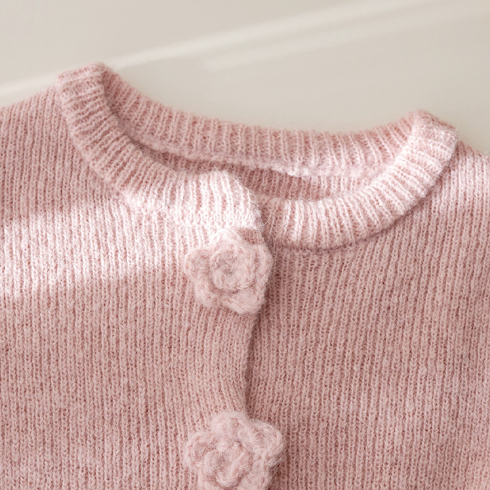 Kids Flowers Ruffled Sleeves Sweater