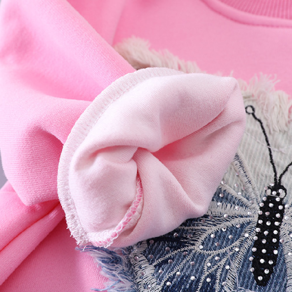 Kids Bow Sweatshirt and Denim Pants Set