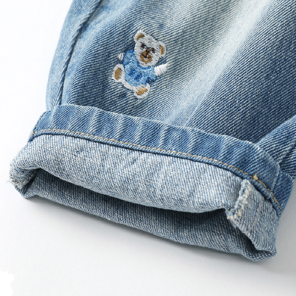 Baby & Kid Bear Embroidery Denim Pants