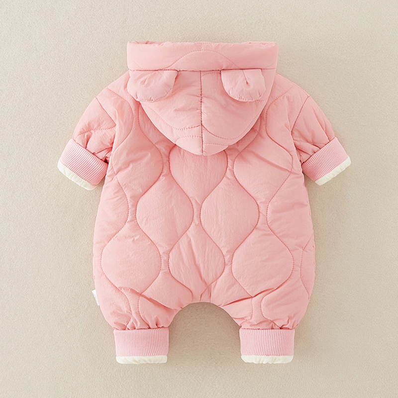 Baby Bear Hooded Quilted Romper