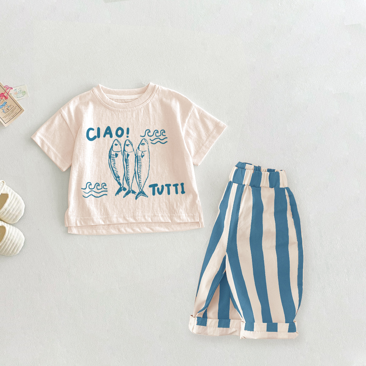 CIAO TUTTI Baby 2-Piece Fish Stripe Pants Set