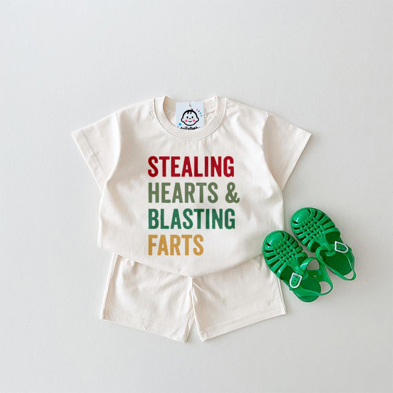 STEALIN HEARTS AND BUSTIN FARTS Baby Slogan Set 