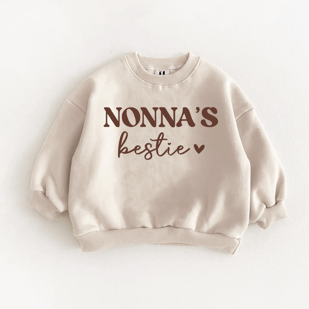 NONNA'S BESTIE Baby & Kids Khaki Sweatshirt