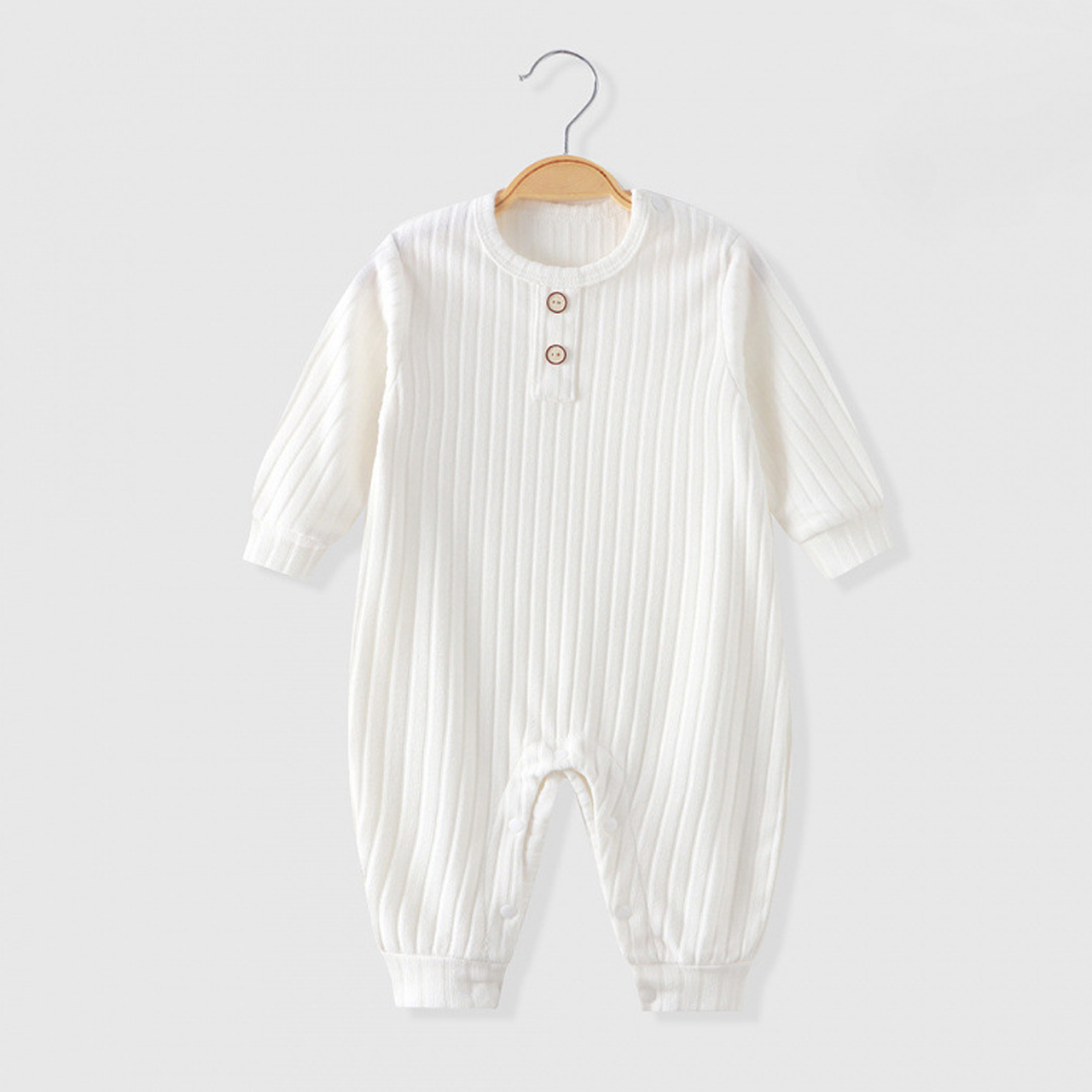 Baby Crew Neck Solid Color Ribbed Romper