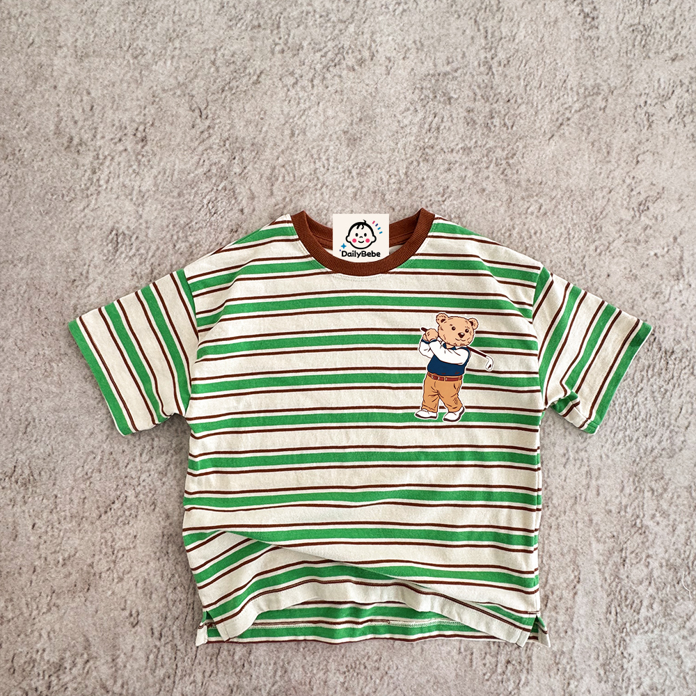 Baby & Kids Bear Golf Print Stripe T-Shirt (6M-12Y)