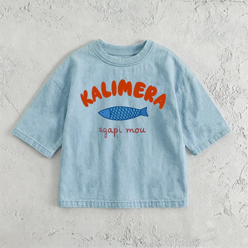 KALIMERA Baby & Kids Sardines Washed T-Shirt (6M-12Y)