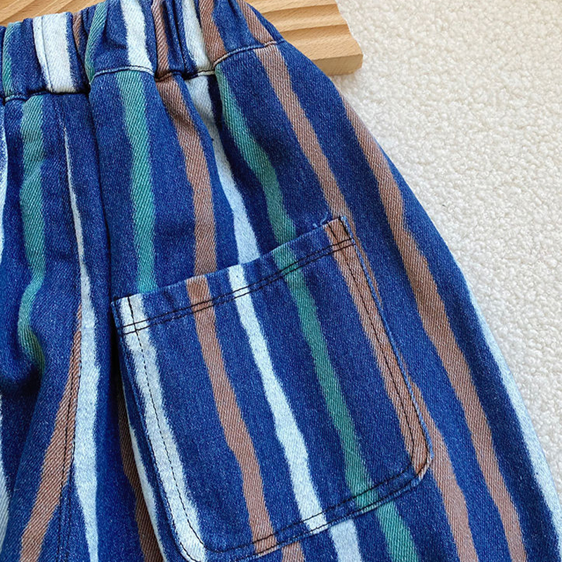 Toddler Colorful Vertical Striped Denim Pants