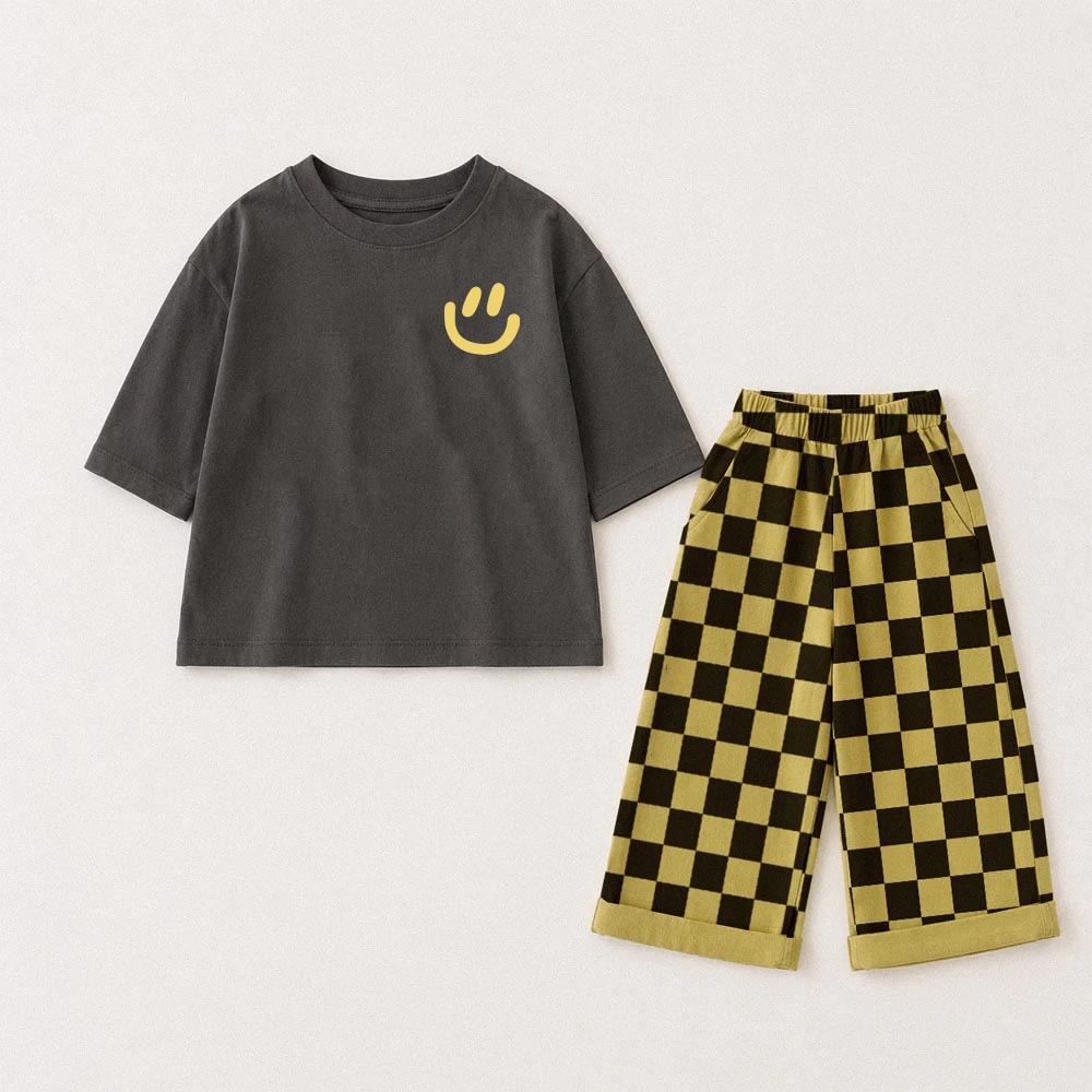 Baby & Kids Smiley Face Checkerboard 2 Piece Set