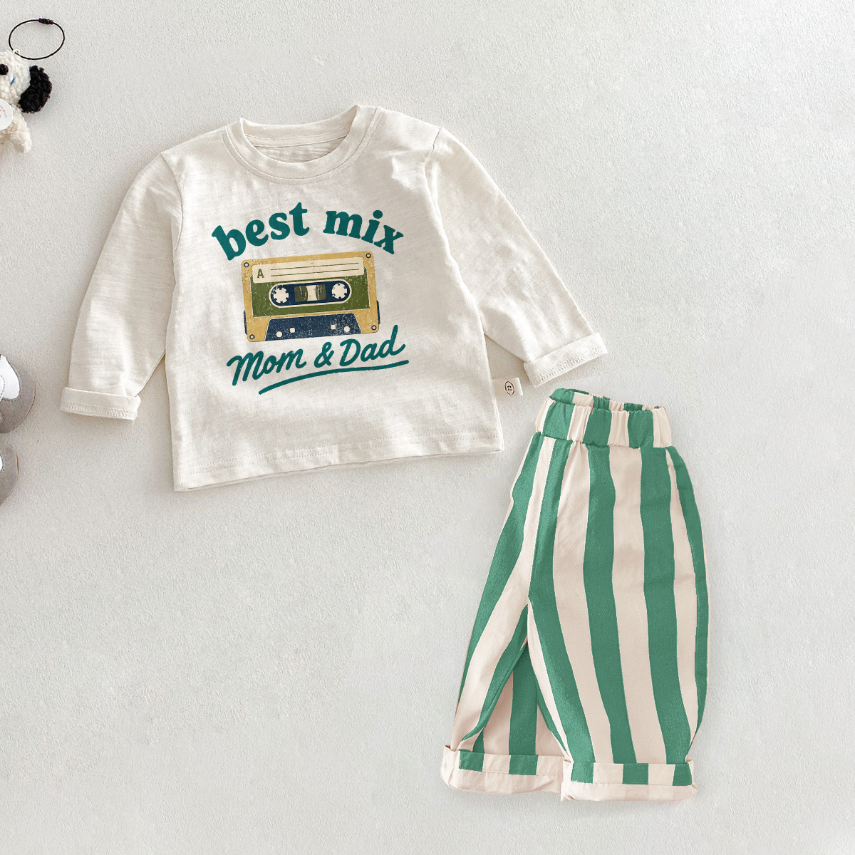 BEST MIX MOM & DAD Baby Toddler Tape Stripe 2-Piece Set