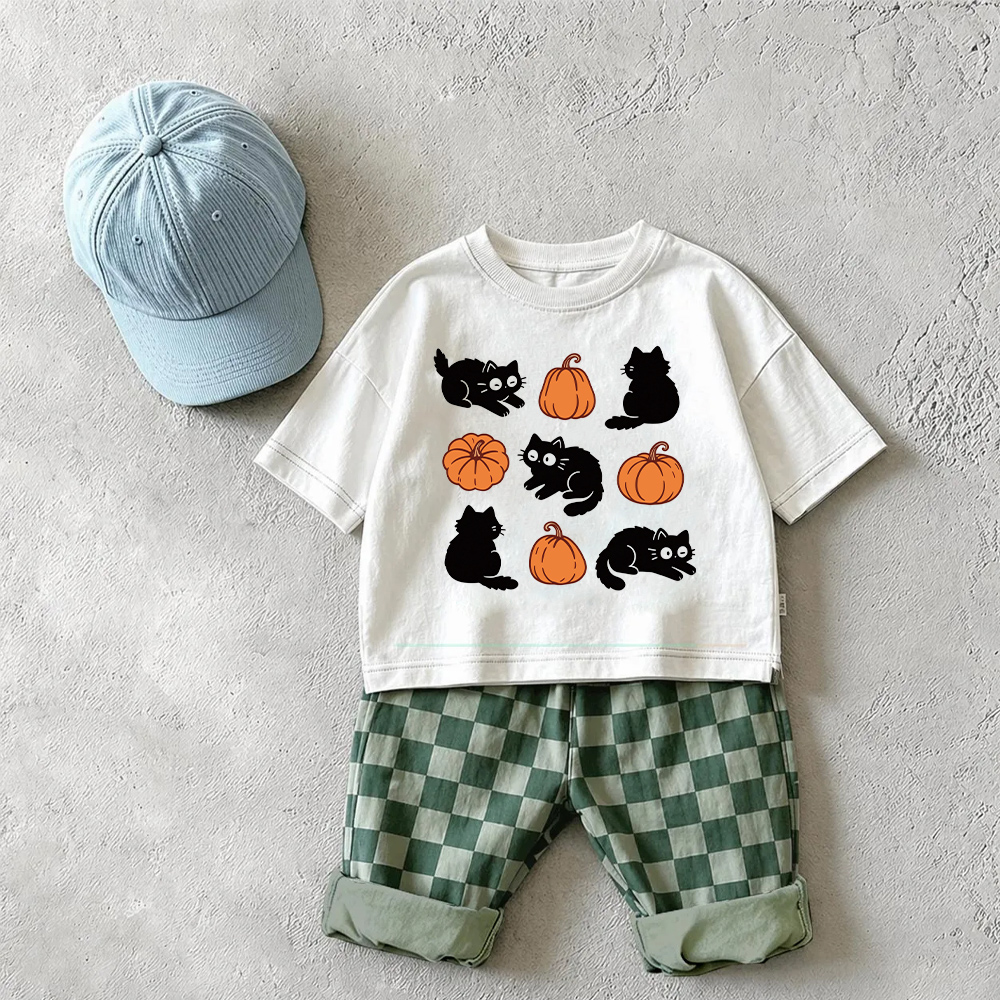 Baby & Kids Cats Pumpkin Checkerboard 2 Piece Set