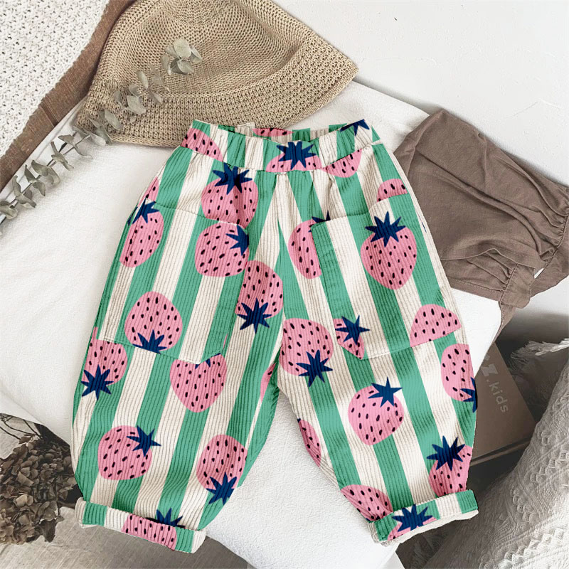 Baby & Kids Strawberry Striped Corduroy Pants
