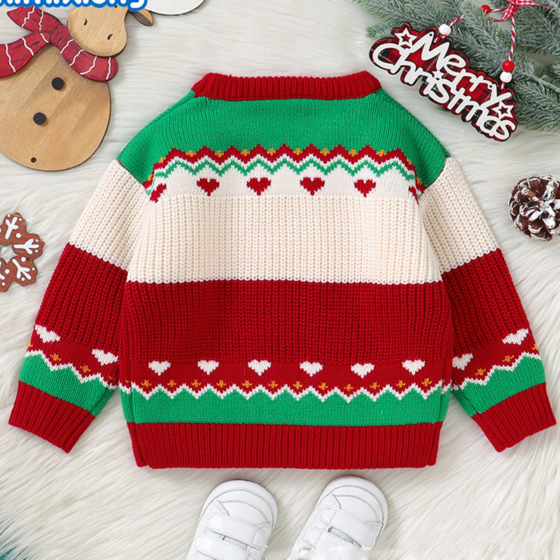 Baby Gingerbread Man Pattern Contrast Sweater