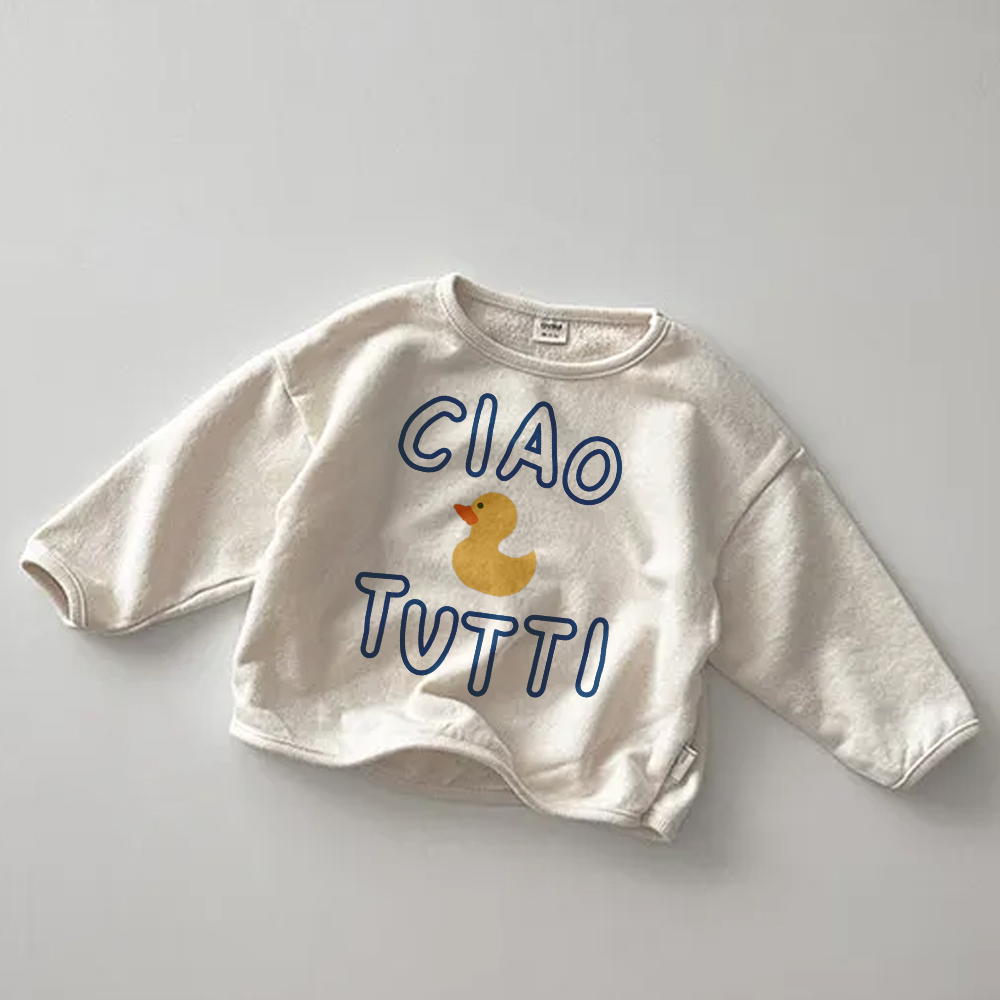 CIAO Baby Toddler Duck Pattern Solid Color Loose T-Shirt