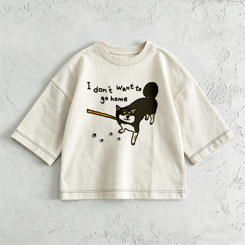 I DON'T WANT TO GO HOME Baby & Kids Print Front & Back T-Shirt (6M-12Y)