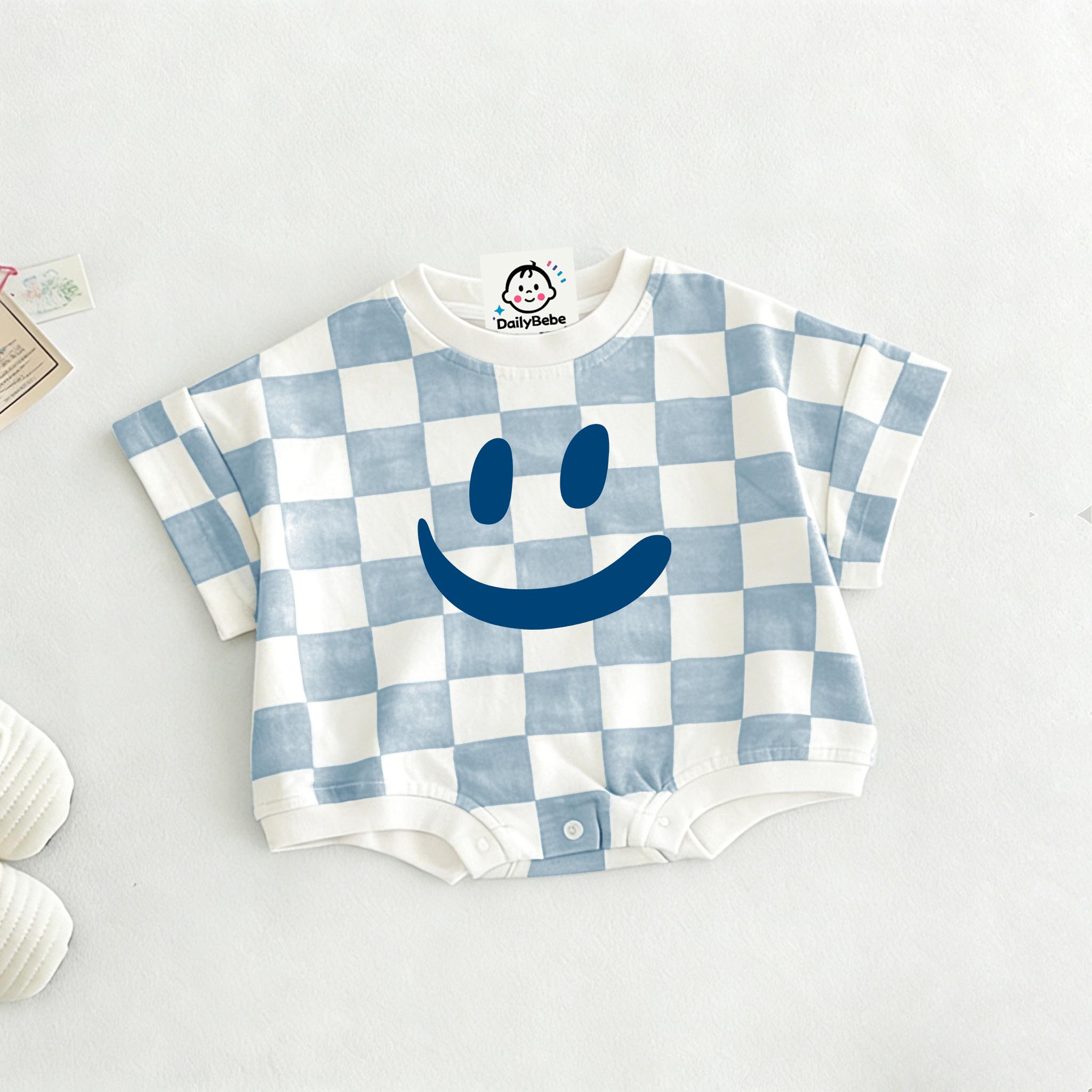 Baby Cat Check T-shirt Romper