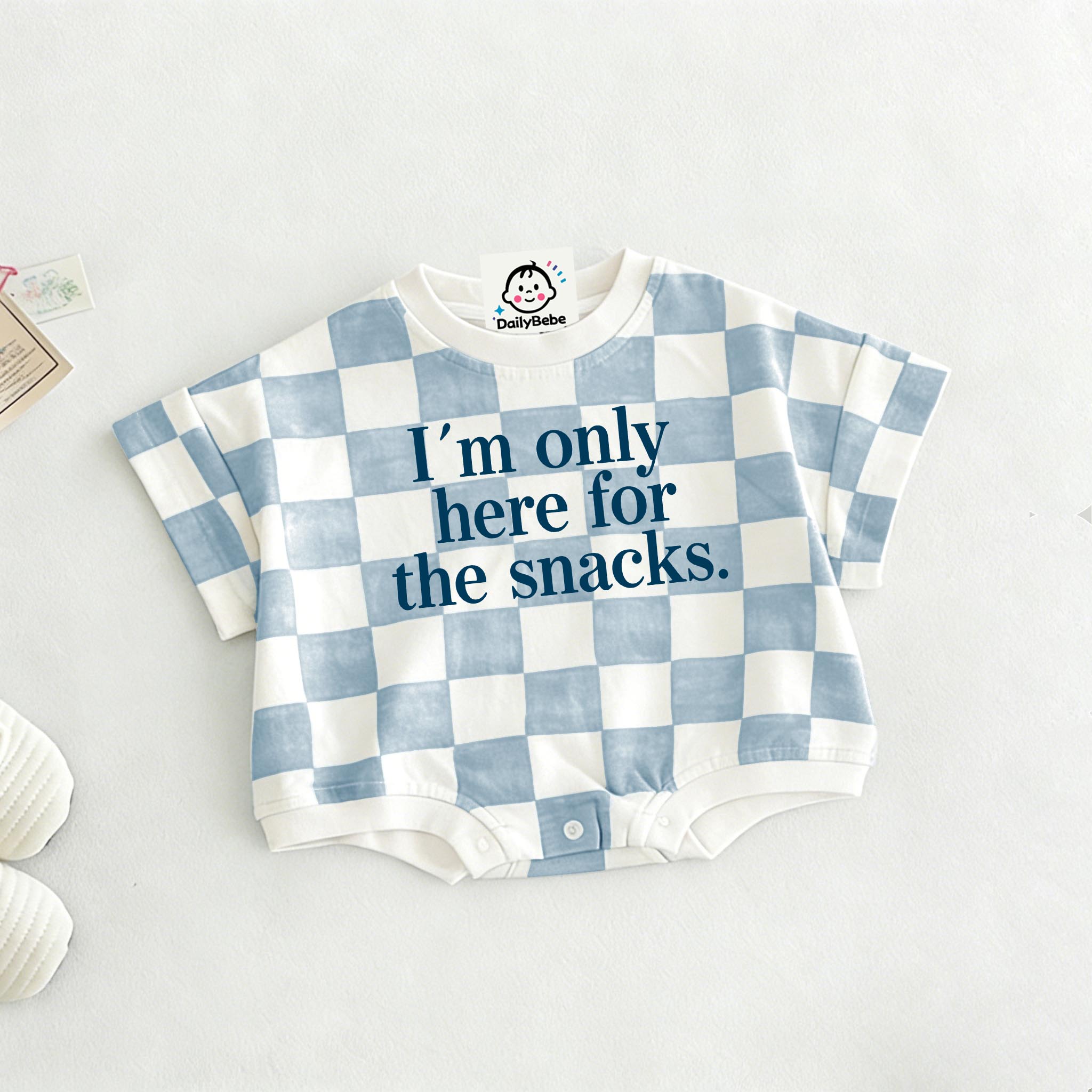 Baby Cat Check T-shirt Romper