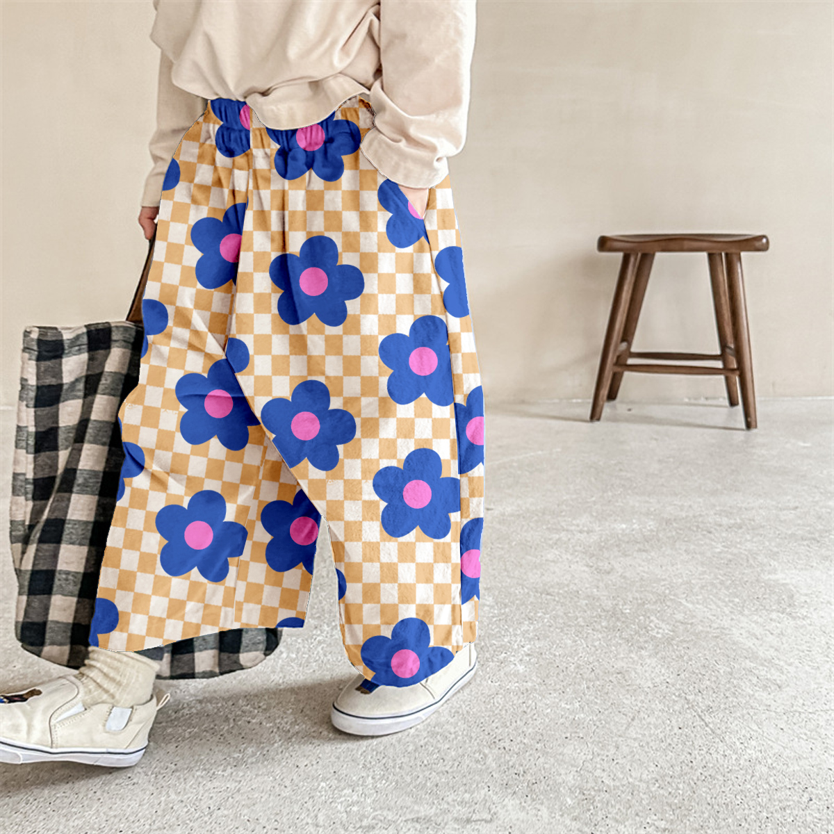 Baby & Kids Flowers Yellow Check Pants