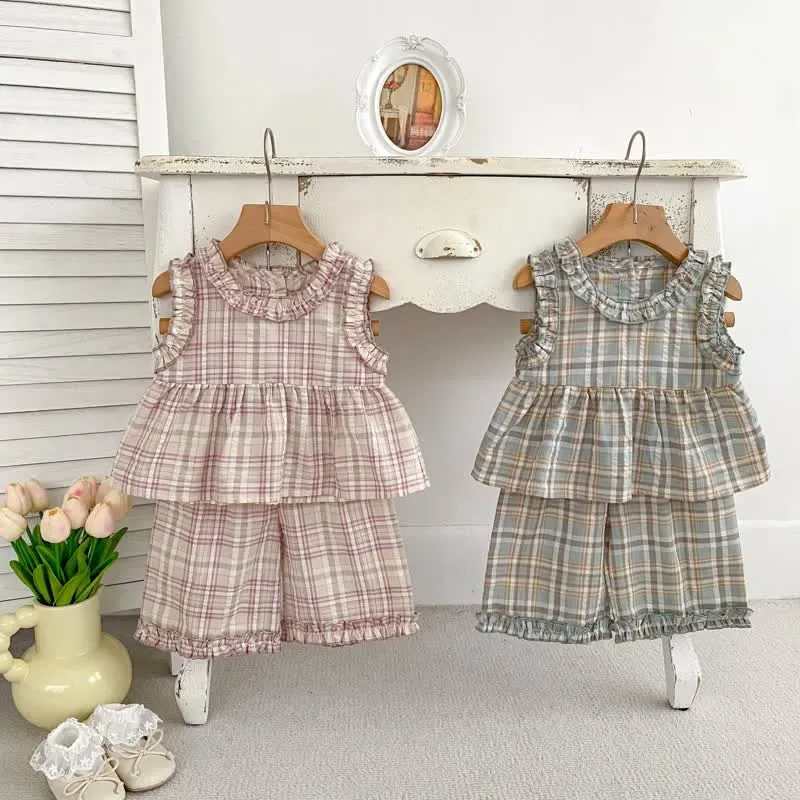 Baby Toddler 2-Piece Plaid Sleeveless Set
