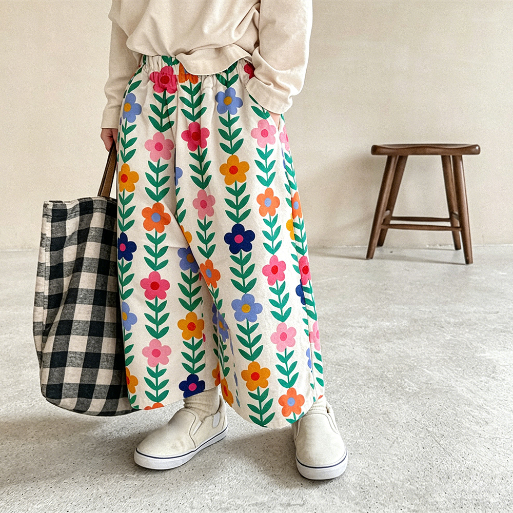 Baby & Kids Colorful Flowers Stripe Pants