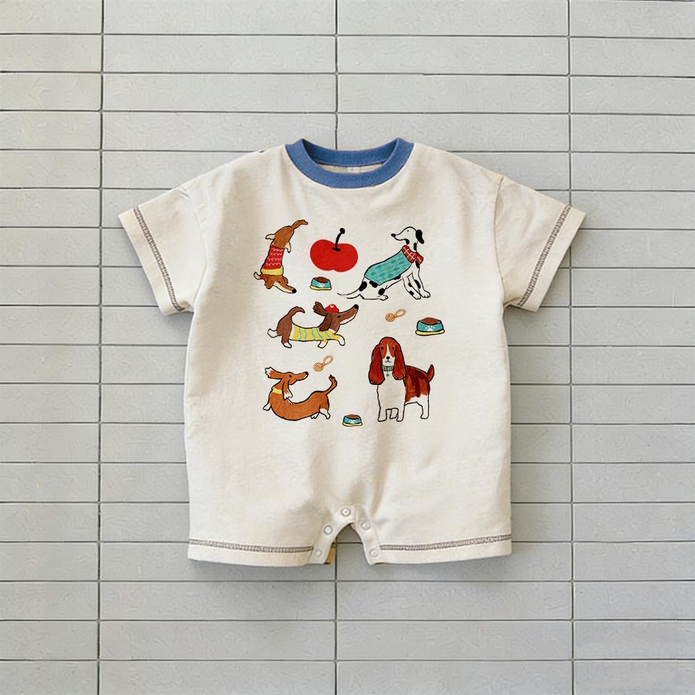 Baby Dogs Check T-shirt Romper