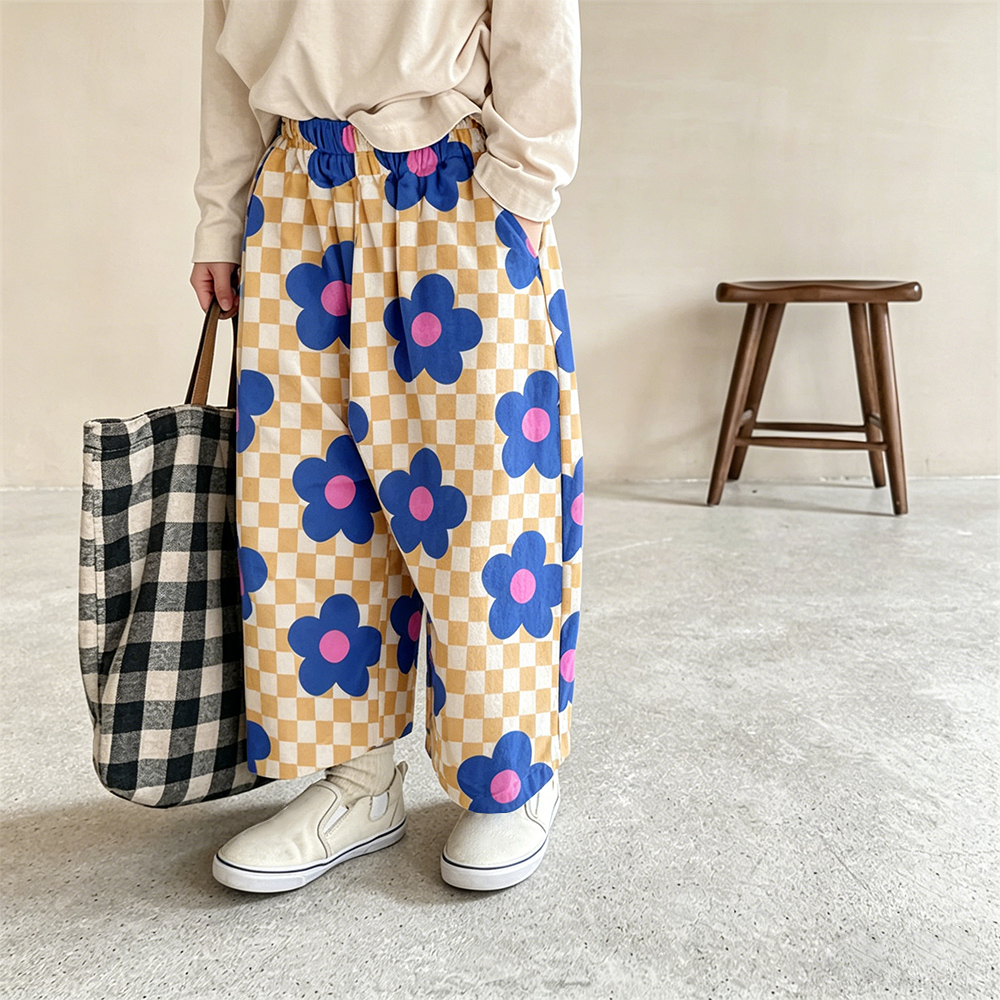 Baby & Kids Flowers Yellow Check Pants