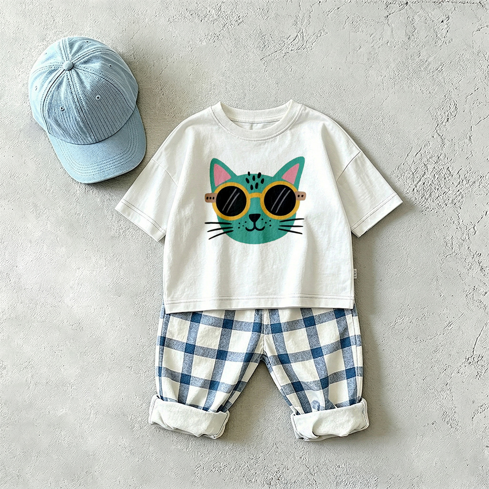 Baby & Kids Cat Plaid 2 Piece Set