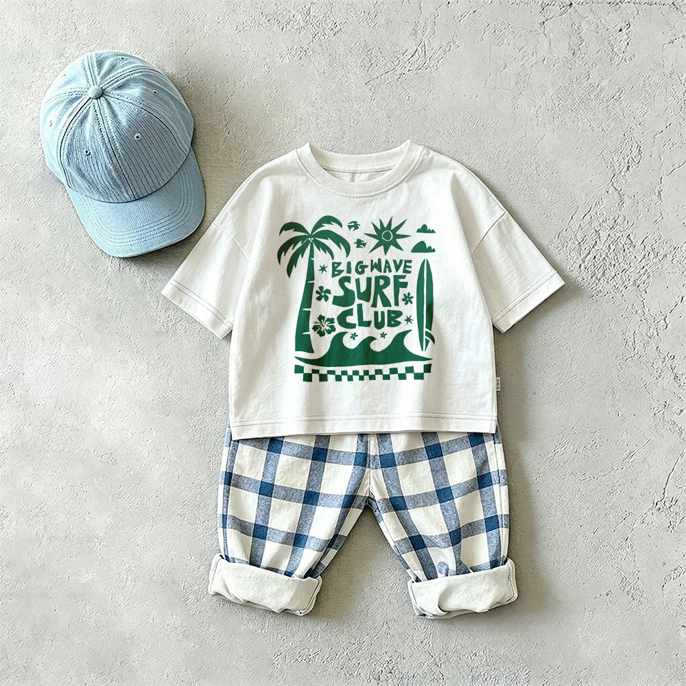 BIG WAVE SURF CLUB Baby & Kids Plaid 2 Piece Set
