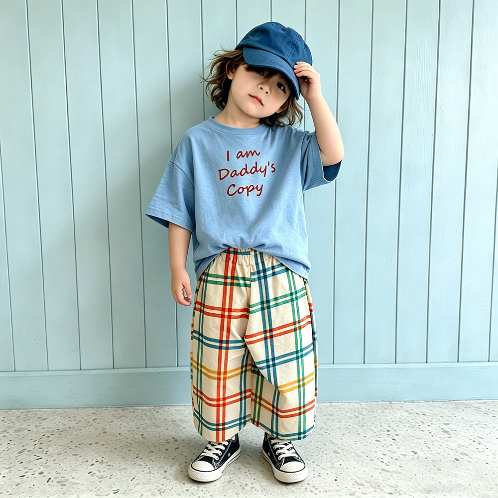 I AM DADDY'S COPY Baby & Kids Colorful Plaid 2 Piece Set