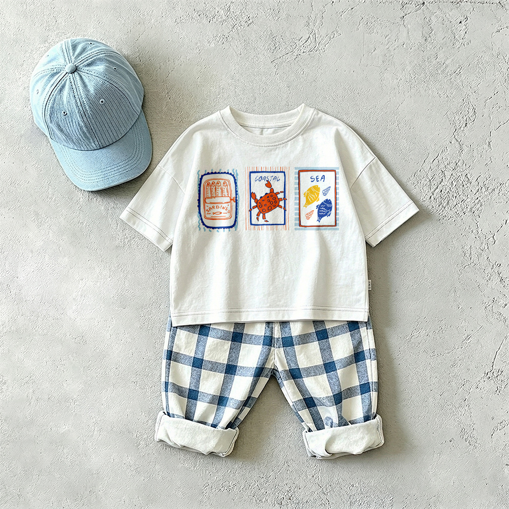 Baby & Kids Sardines Crab Plaid 2 Piece Set