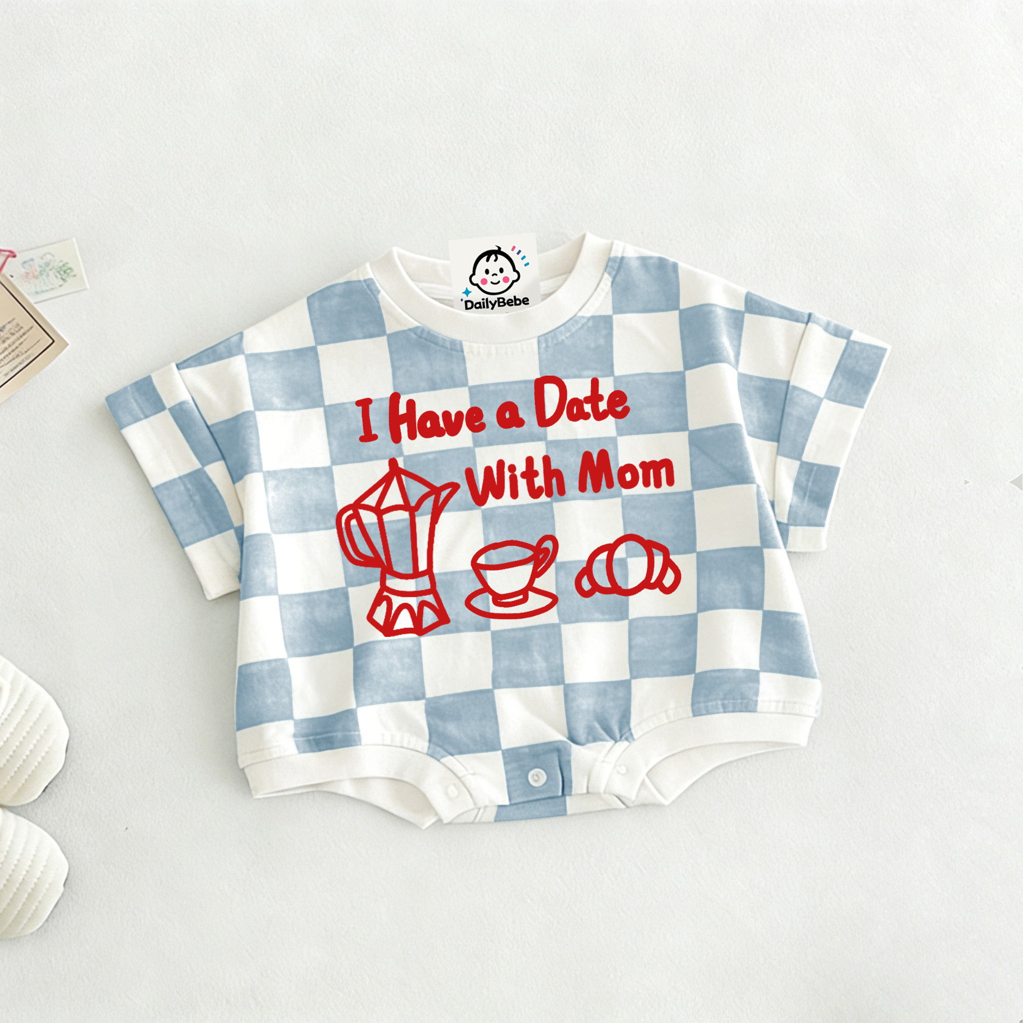 I HAVE A DATE WITH MOM Baby Check T-shirt Romper