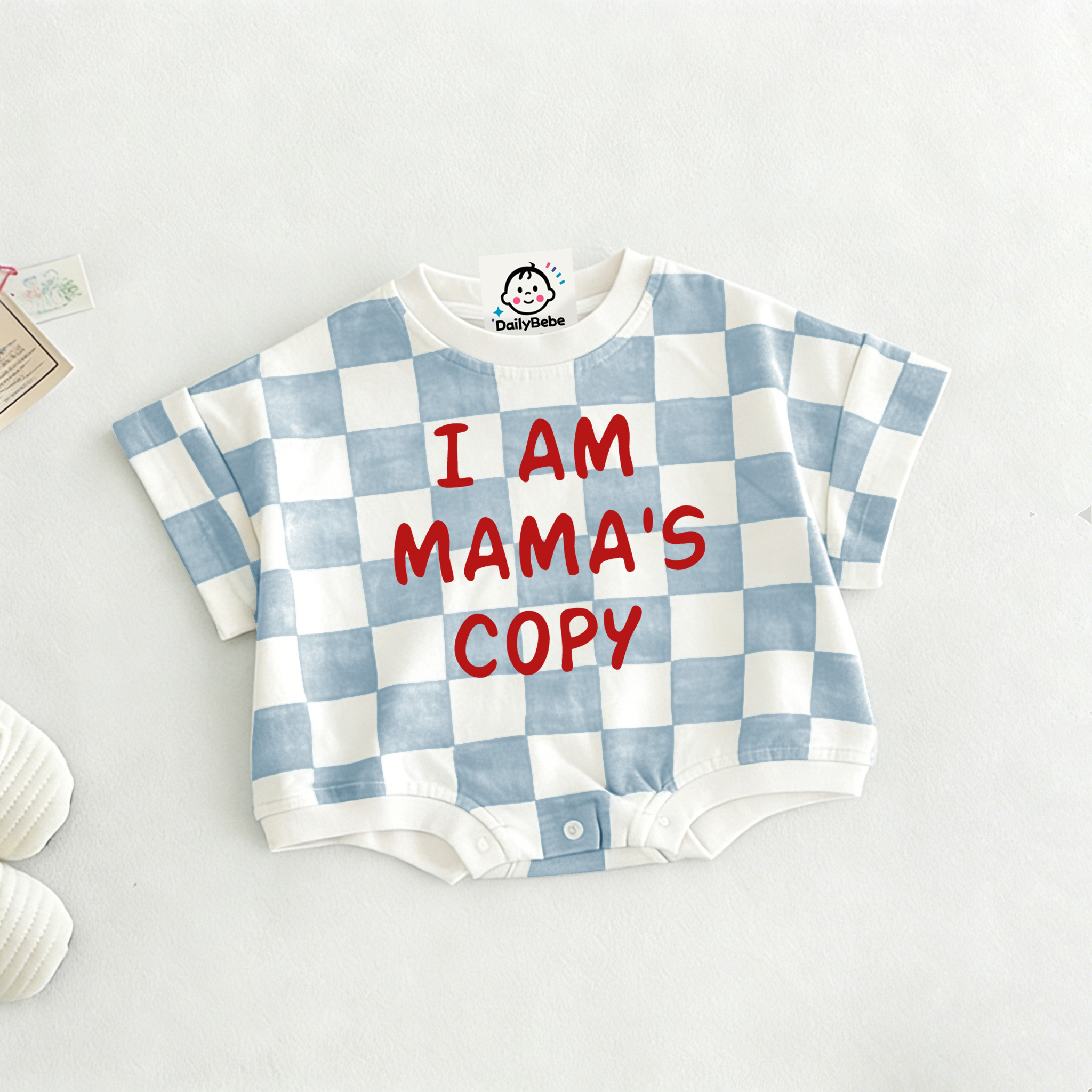 I AM MAMA'S COPY Baby Check T-shirt Romper