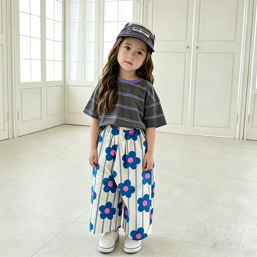 Baby & Kids Flowers Stripe Pants