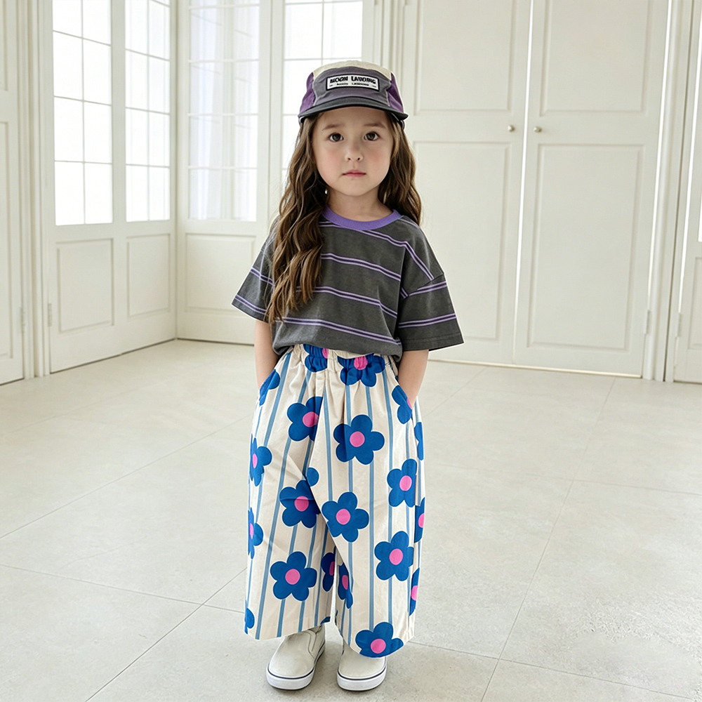 Baby & Kids Flowers Stripe Pants