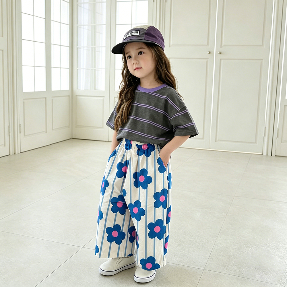Baby & Kids Flowers Stripe Pants