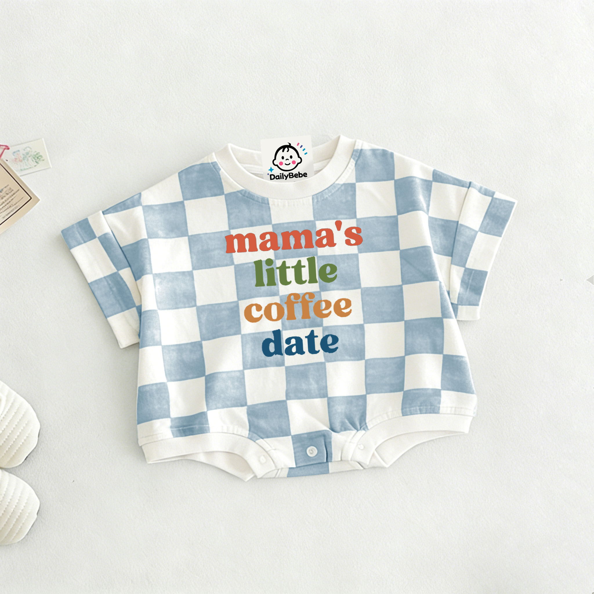 MAMA'S LITTLE COFFEE DATE Baby Check T-shirt Romper