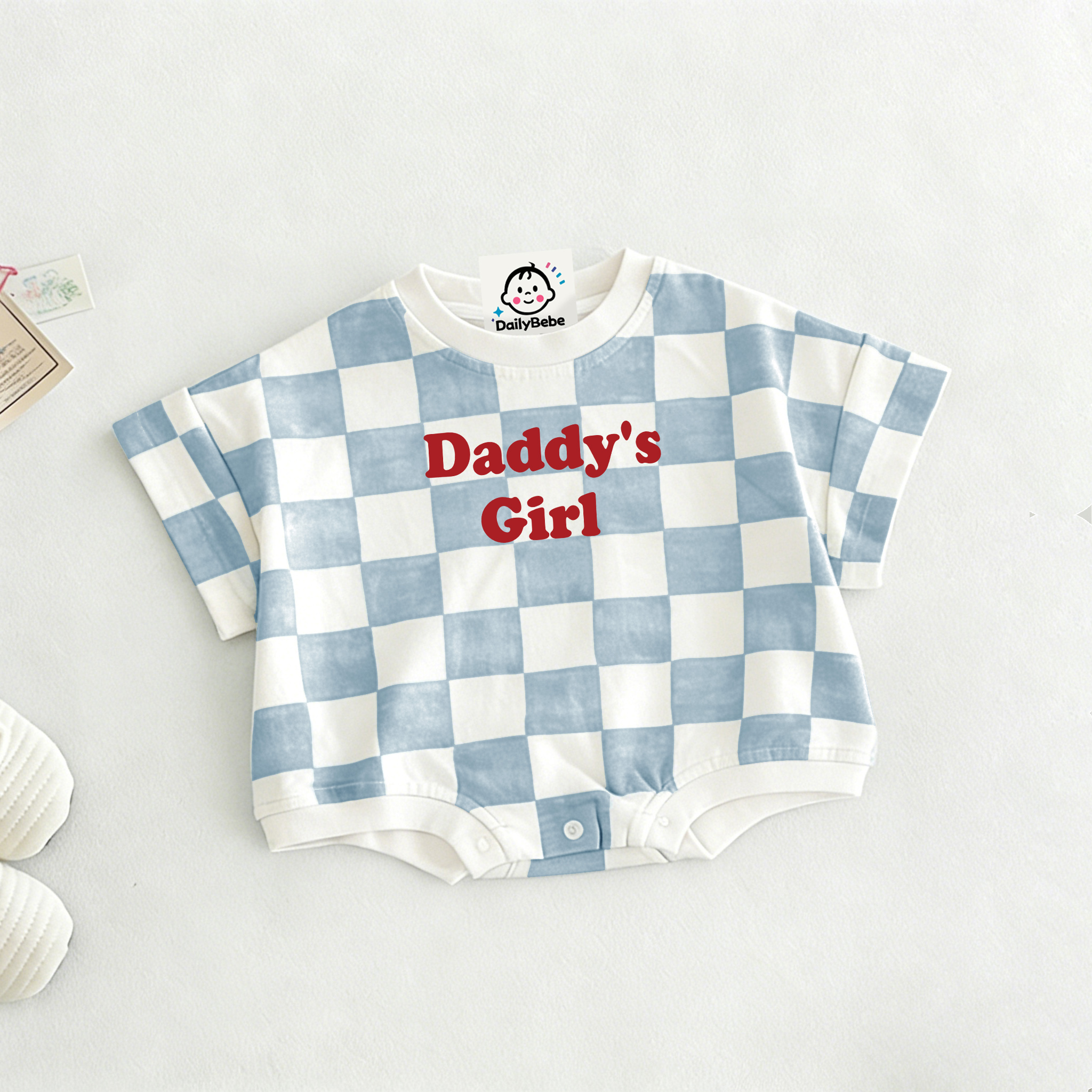 DADDY'S GIRL Baby Check T-shirt Romper
