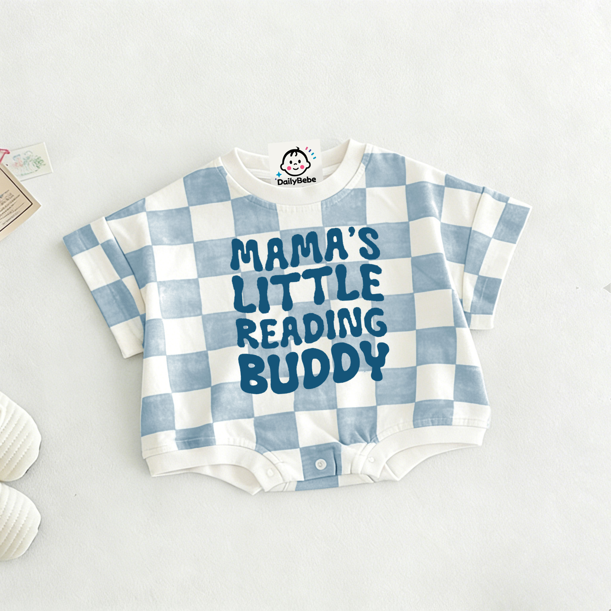 Baby Cat Check T-shirt Romper