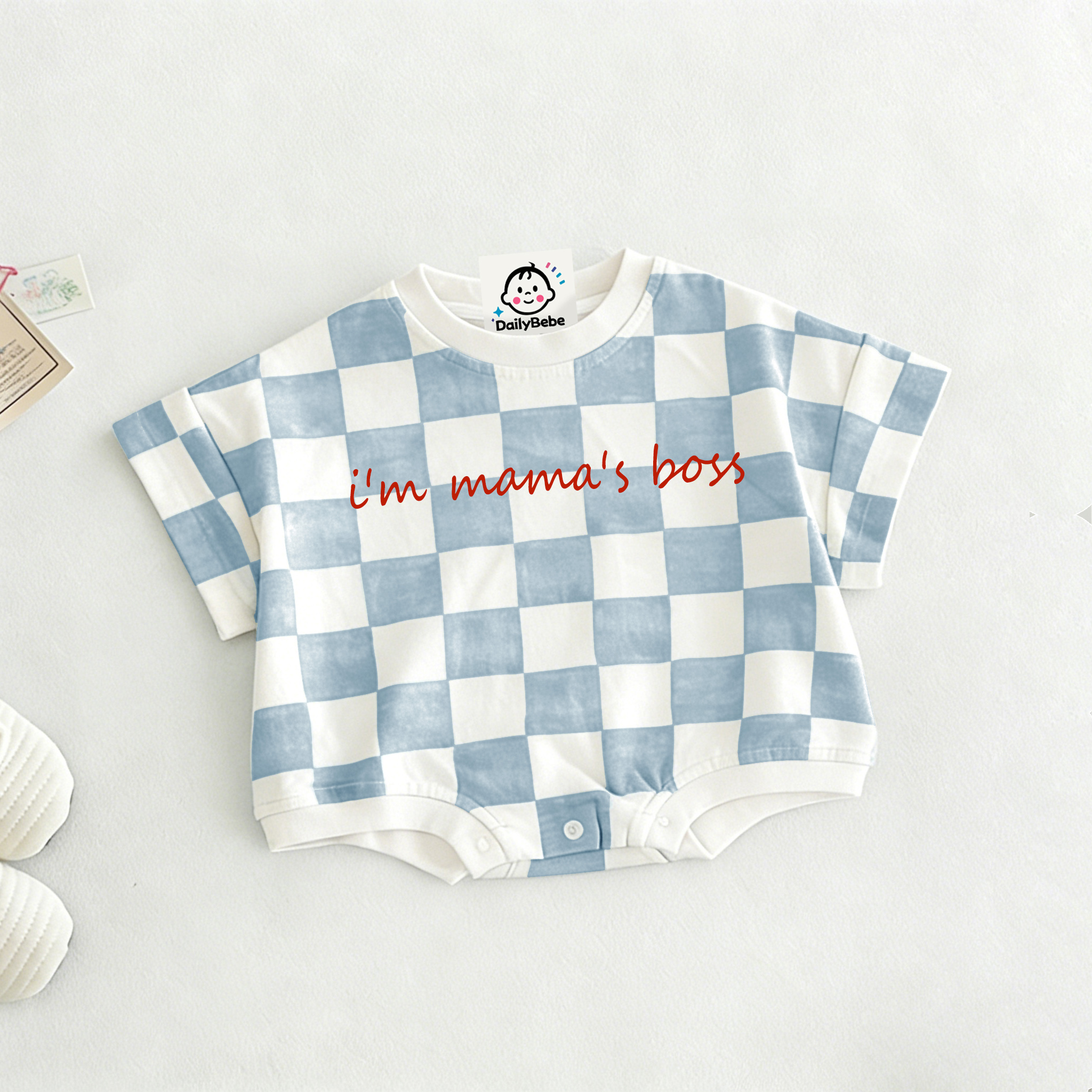 I'M MAMA'S BOSS Baby Check T-shirt Romper