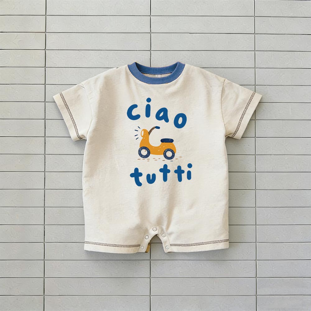 Baby Cat Check T-shirt Romper