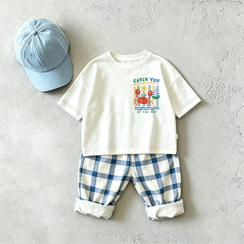 CATCH YOU BY THE SEA Baby & Kids Plaid 2 Piece Set