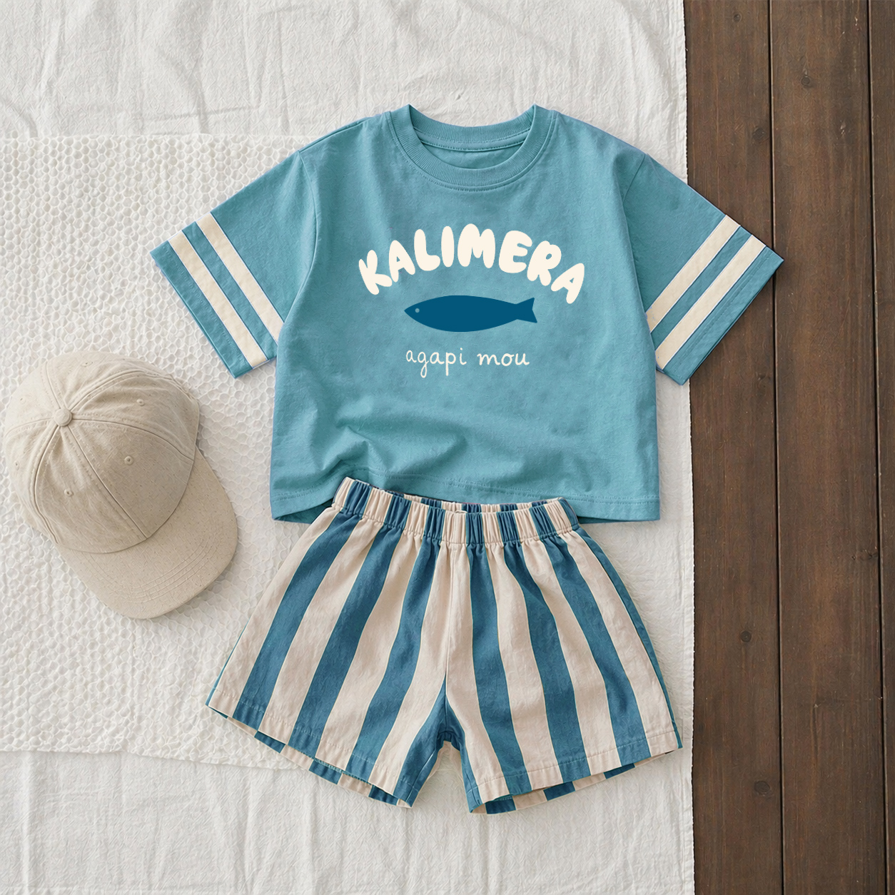 KALIMERA Baby & Kids Sardines Tee and Shorts Sets