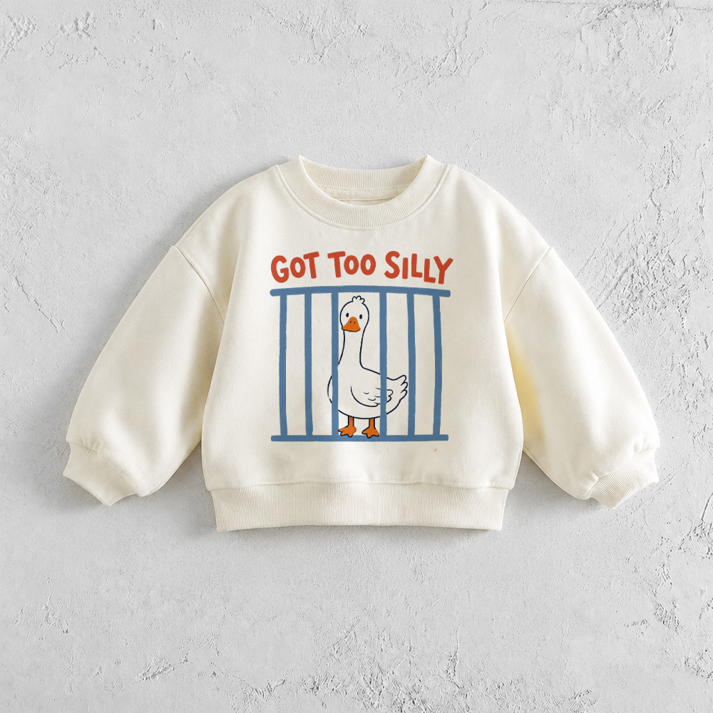 GOT TOO SILLY Baby & Kids Goose Pattern White Sweatshirt